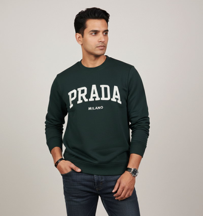 PD ROUND NECK SWEATSHIRT BOTTLE GREEN