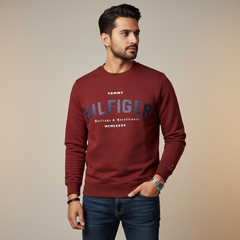 HF ROUND NECK SWEATSHIRT MAROON