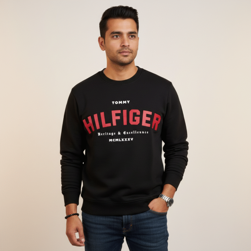 HF ROUND NECK SWEATSHIRT BLACK