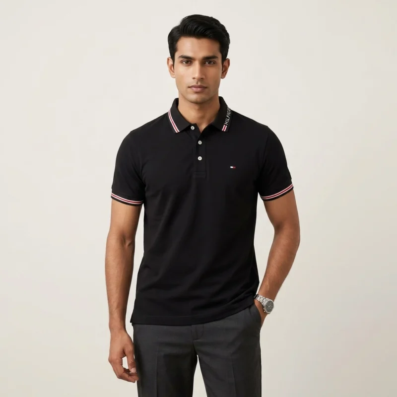 HF POLO T-SHIRT BLACK