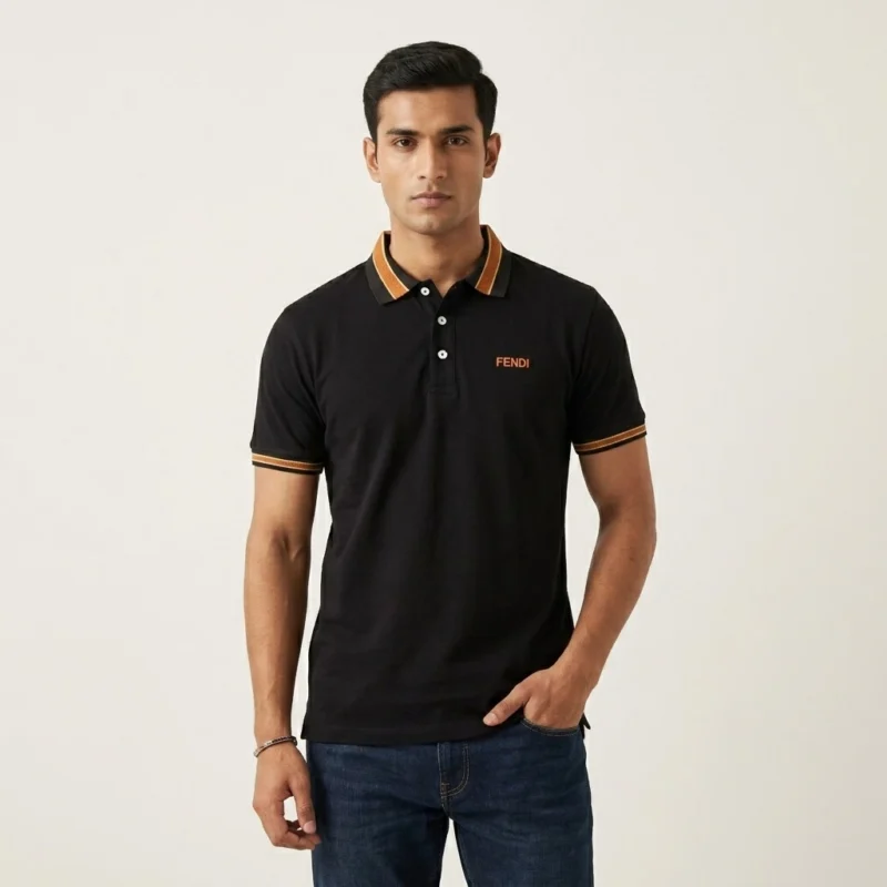 FENDI POLO T-SHIRT BLACK